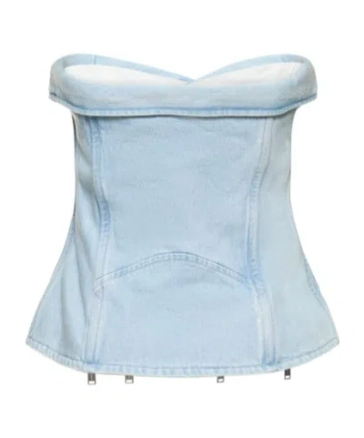 Dion Lee Zippered Denim Bustier In Blue