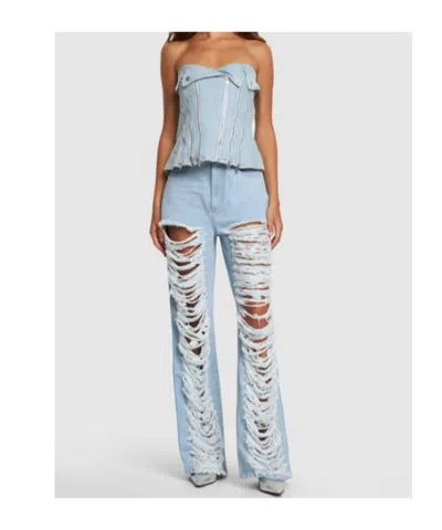 Dion Lee Zippered Denim Bustier In Blue