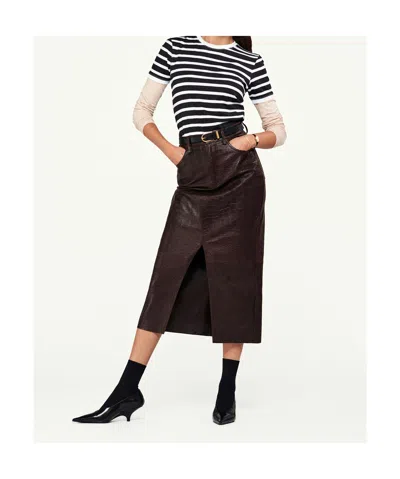 Frame Belt Loop Skirt In Brown