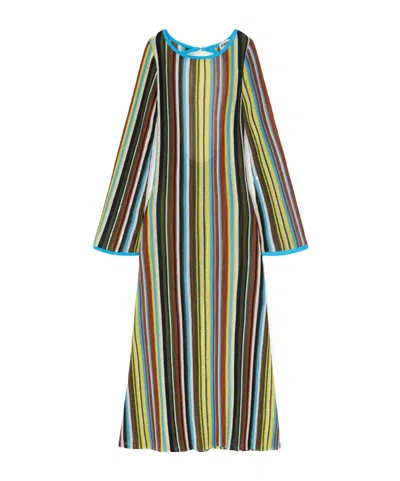 Staud Lorena Open-back Striped Knitted Maxi Dress In Multi