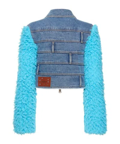 Andersson Bell Zippered Patchwork Denim Jacket In Blue
