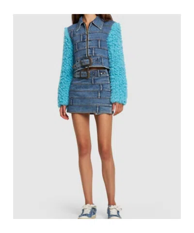Andersson Bell Zippered Patchwork Denim Jacket In Blue