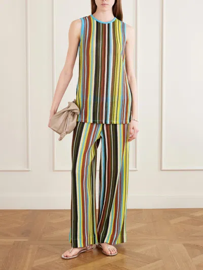Staud Ali Striped Knitted Straight-leg Pants In Multi
