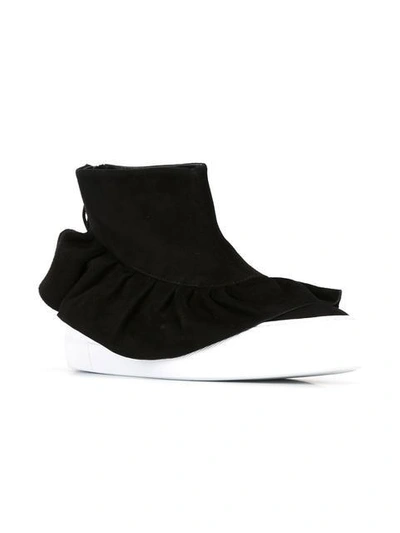 Shop Joshua Sanders Ruffle Detail Hi-top Sneakers - Black