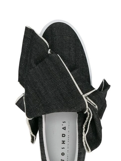 Shop Joshua Sanders Denim Bow Leather And Cotton Sneakers