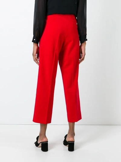 Shop Gucci Embroidered Tiger Trousers In Red