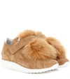 PIERRE HARDY Fox Runner fur-trimmed suede trainers