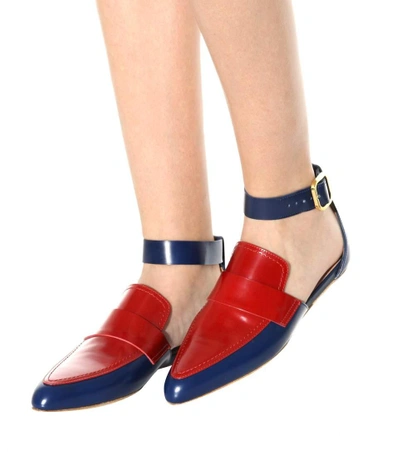 Shop Marni Slip-on Leather Sandals In Blue