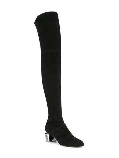 Shop Casadei Maxi Chain Thigh-length Boots - Black
