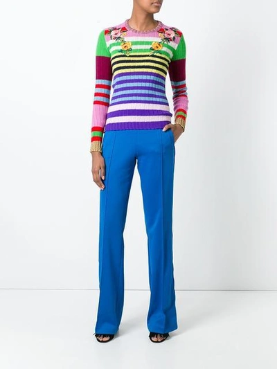 Shop Gucci Embroidered Striped Jumper