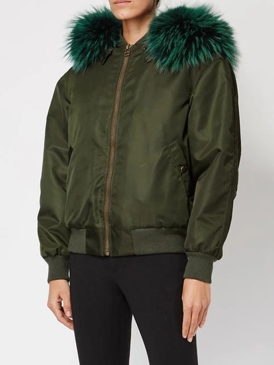 Shop Mr & Mrs Italy Detachable Hood Bomber Jacket - Green