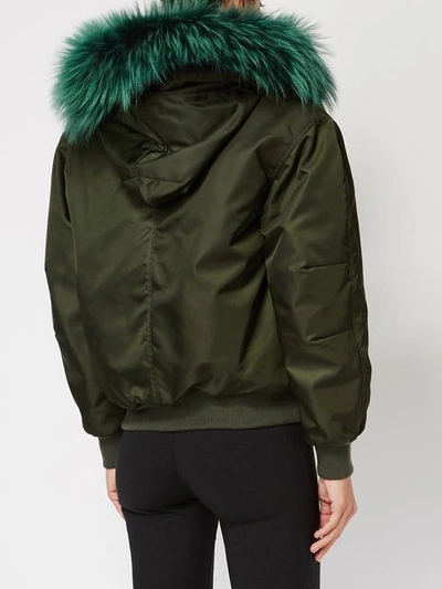 Shop Mr & Mrs Italy Detachable Hood Bomber Jacket - Green