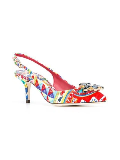 Shop Dolce & Gabbana Bellucci Embellished Sling In Multicolour