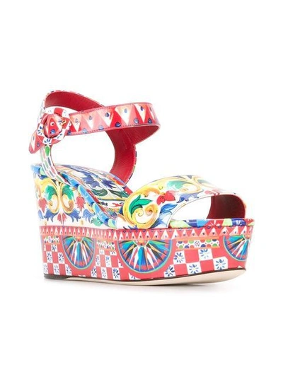 Shop Dolce & Gabbana Bianca Wedge Sandals In Multicolour