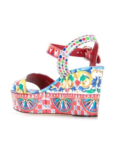 Shop Dolce & Gabbana Bianca Wedge Sandals In Multicolour
