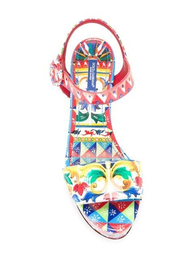 Shop Dolce & Gabbana Bianca Wedge Sandals In Multicolour