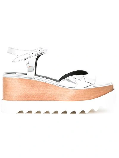 Stella Mccartney Hackney Faux Mirrored-leather Platform Sandals In Silver