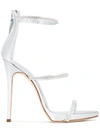 Giuseppe Zanotti Crystal-embellished Metallic Leather Sandals In Silver