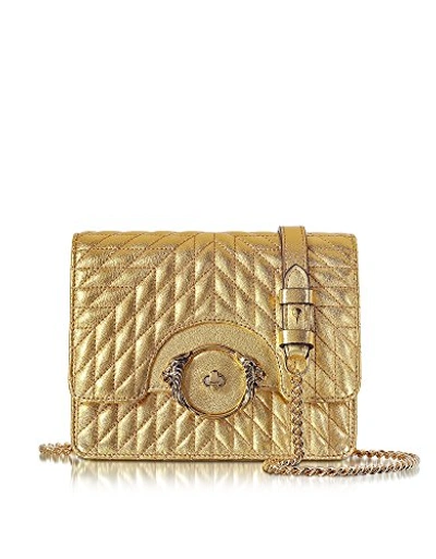 Roberto Cavalli Small Gold Nappa Star Quilted Leather Shoulder Bag In Brand Size Uni