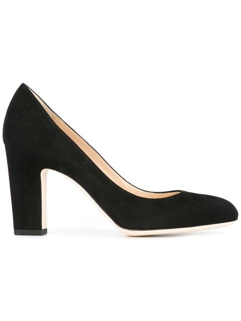 Jimmy Choo Billie 85 Black Suede Round Toe Pumps With Chunky Heel | ModeSens