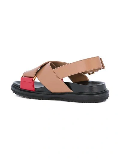 Shop Marni Crossover Fussbett Sandals - Pink