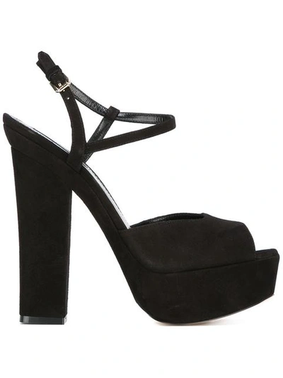 Dsquared2 150mm Velvet Platform Sandals In Nero