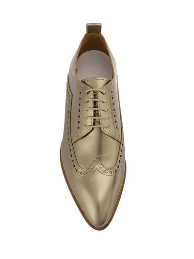 Shop Maison Margiela Pointed Toe Metallic Brogues In Neutrals