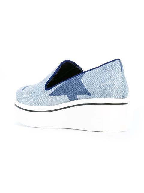 Stella Mccartney Binx Stars Denim Loafer Platform Sneakers In Blue In ...