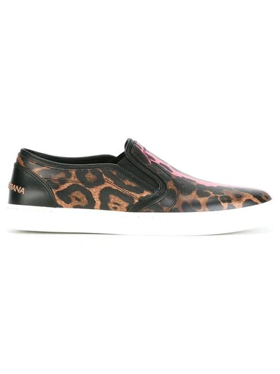 Dolce & Gabbana Leopard Print Slip In Brown