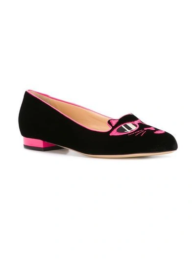 Shop Charlotte Olympia Pretty In Pink Kitty Slippers