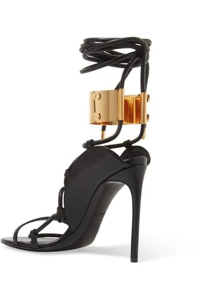 Tom Ford Strappy Leather Ankle-cuff 105mm Sandal, Black | ModeSens