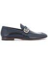 Gucci Donnie Gg Leather Loafers In Navy