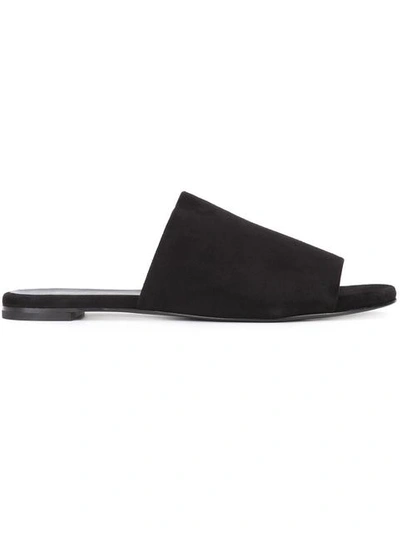 Robert Clergerie Gigy Textured-leather Slides In Black