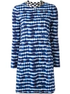 Tory Burch Hollie Long-sleeve Tie-dye Tee Dress, Blue/white