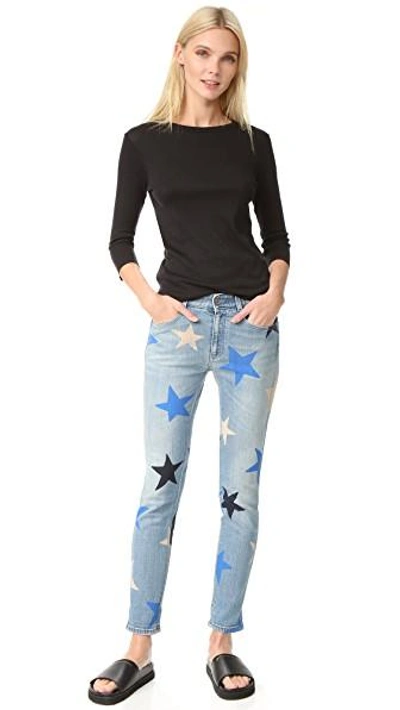 Shop Stella Mccartney Skinny Boyfriend Star Print Jeans In Multicolor