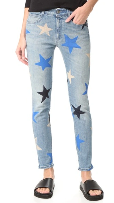 Shop Stella Mccartney Skinny Boyfriend Star Print Jeans In Multicolor