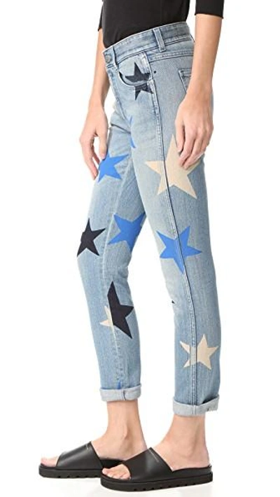 Shop Stella Mccartney Skinny Boyfriend Star Print Jeans In Multicolor