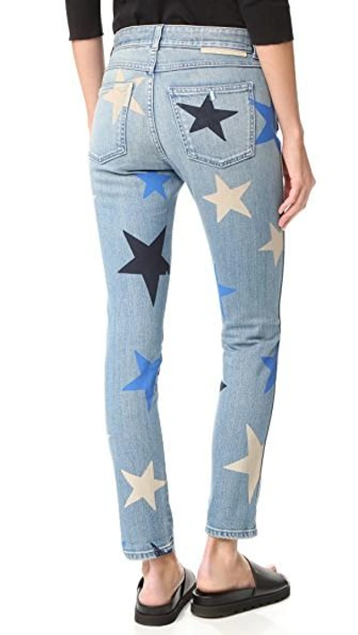 Shop Stella Mccartney Skinny Boyfriend Star Print Jeans In Multicolor