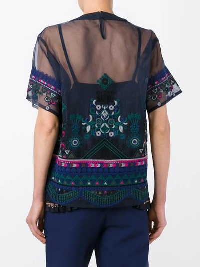 Shop Sacai Tribal Lace Top In Blue