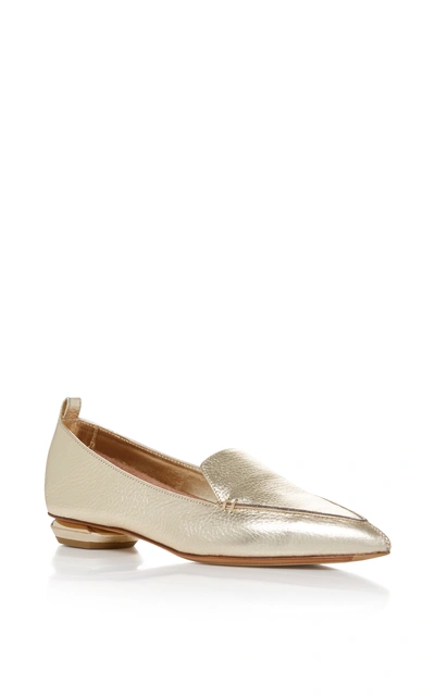 Nicholas Kirkwood Beya Metallic Leather Loafers In Gold