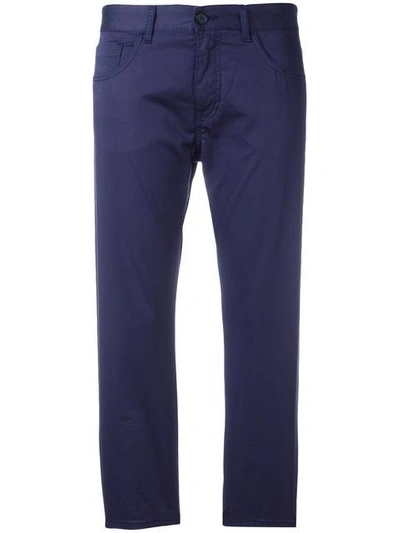 Shop Mm6 Maison Margiela Slim-fit Cropped Trousers - Blue