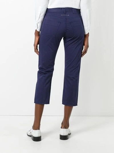 Shop Mm6 Maison Margiela Slim-fit Cropped Trousers - Blue