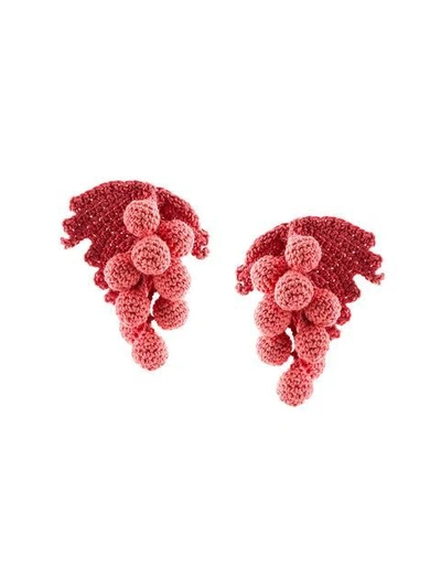 Shop Rosie Assoulin Crochet Grapes Earring In Pink
