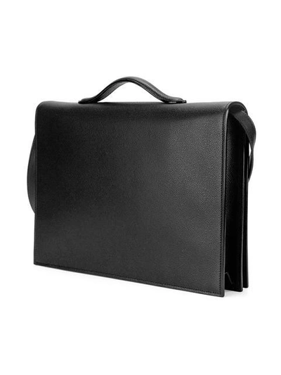 Shop Valextra Top Handle Messenger Bag In Black