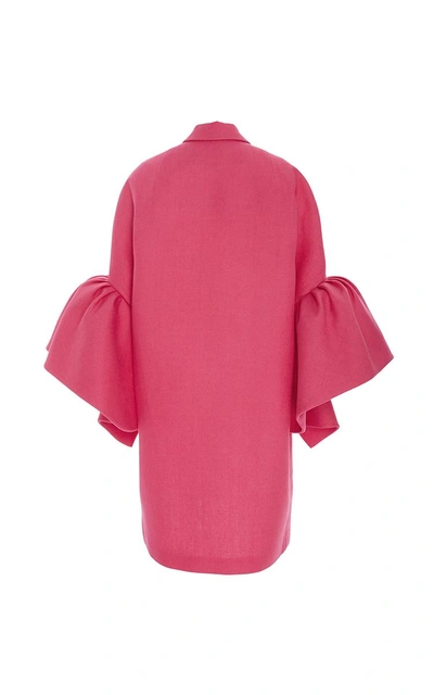 Shop Delpozo Coat With Frill Sleeves