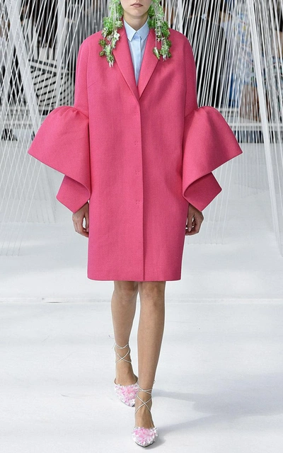 Shop Delpozo Coat With Frill Sleeves