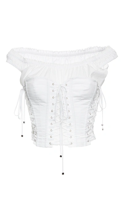 Dolce & Gabbana Cotton Poplin Off-the-shoulder Corset Top In White