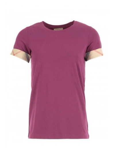 Burberry Stretch Cotton T-shirt In Purple