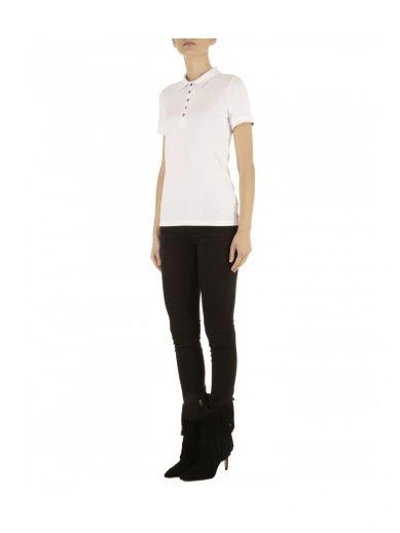 Shop Burberry Stretch Cotton Polo Shirt In White