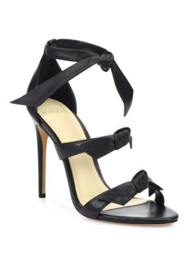 Alexandre Birman Gianna Bow Leather Sandals In Black